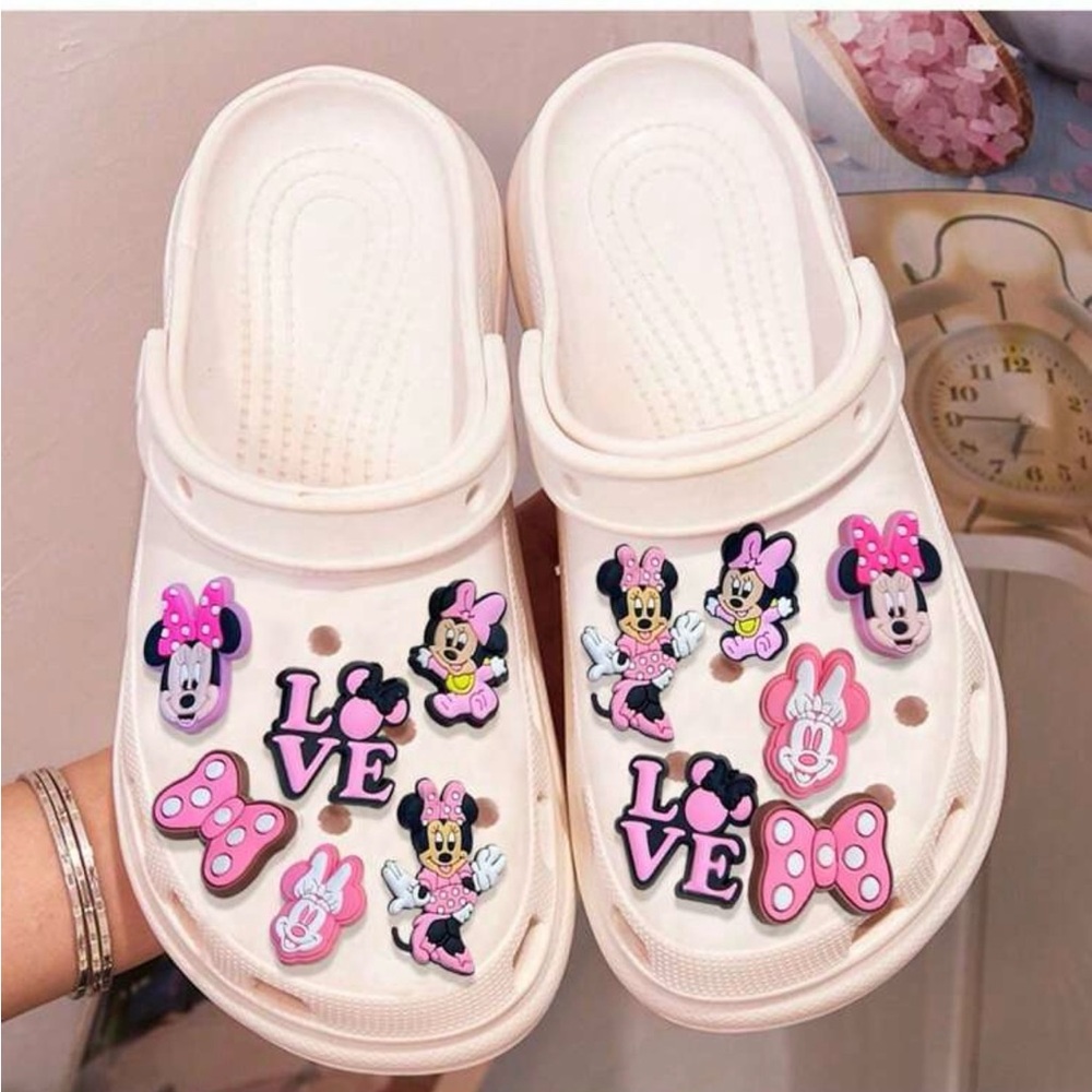 Cute Pink and White Mouse Shoe Charms For Clog Shoes Decoration